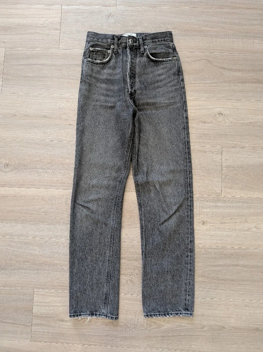 AGOLDE 90's Pinch Waist Jeans Womens High Rise Straight Leg Black Button Fly - Picture 6 of 6